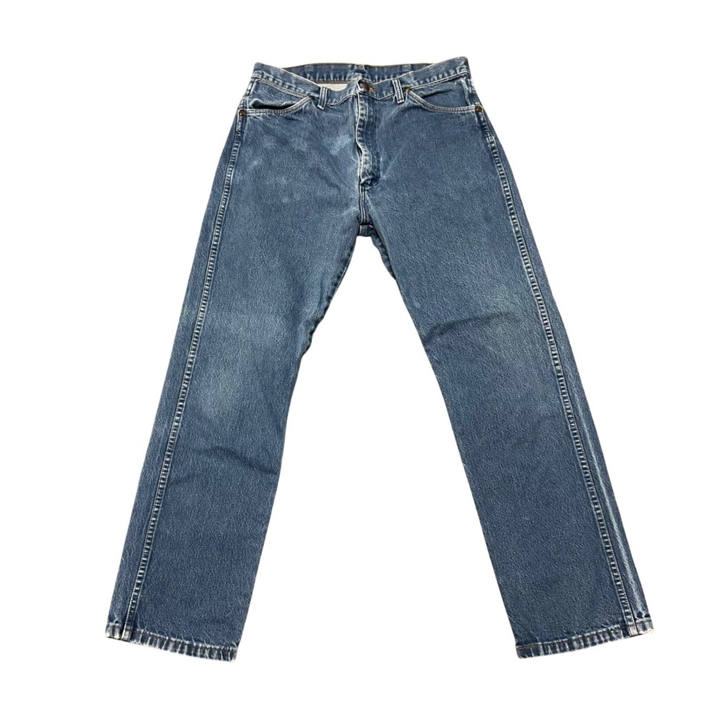 Wrangler 13MWZ Cowboy‎ Cut Jeans Mens 36x32 Blue Denim Straight Leg High Rise